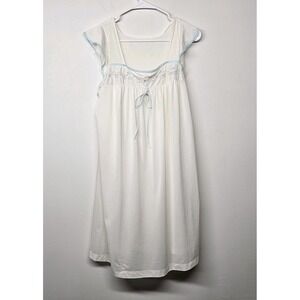 Vintage Nightgown Approx Size M Lingerie Sleepwear White Embroidered Semi Sheer
